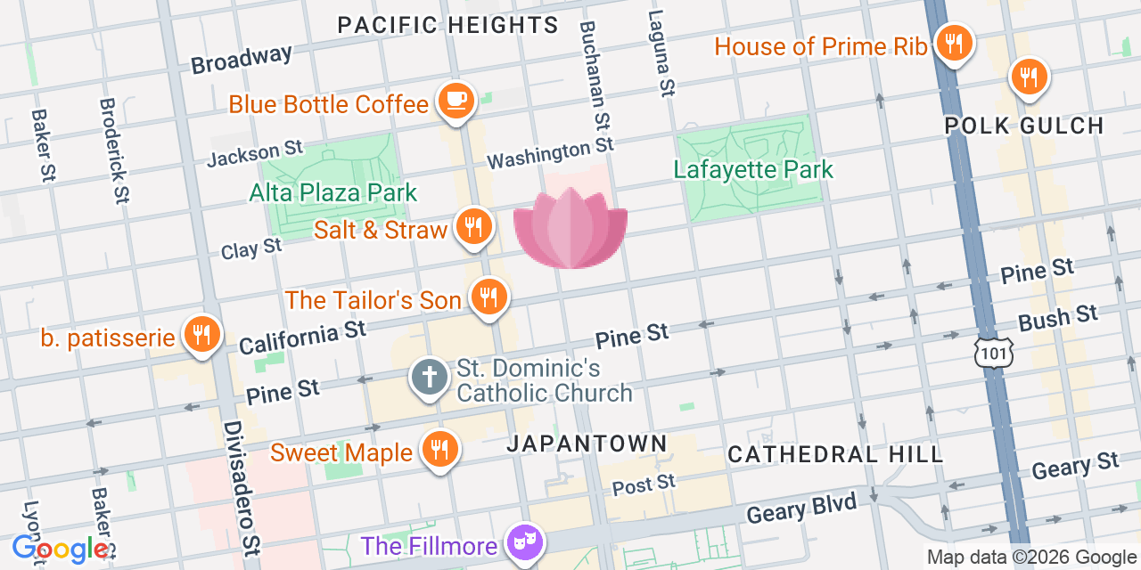 Map showing Sherith Israel Congregation